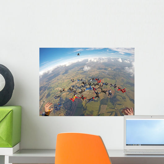 Skydiving people team work Wall Mural
