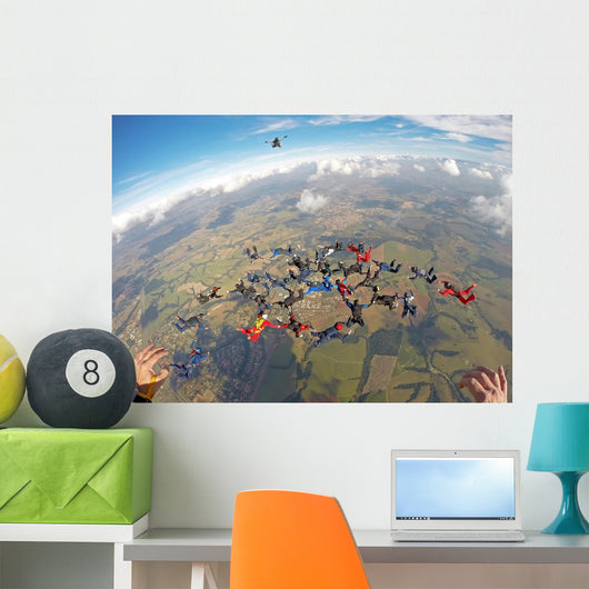 Skydiving people team work Wall Mural