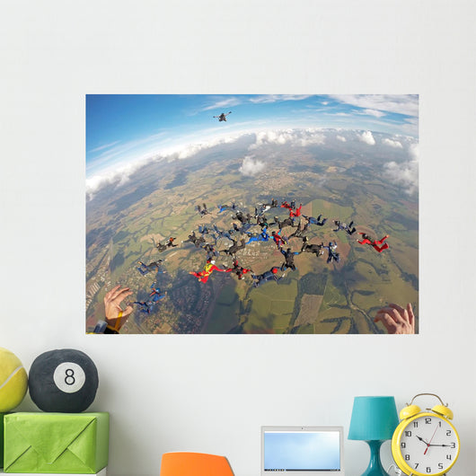 Skydiving people team work Wall Mural