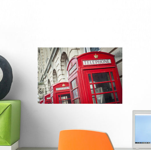 Telephone Boxes Row Wall Decal Design 1