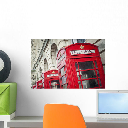 Telephone Boxes Row Wall Decal Design 1