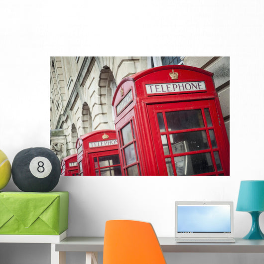 Telephone Boxes Row Wall Decal Design 1