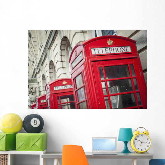 Telephone Boxes Row Wall Decal Design 1