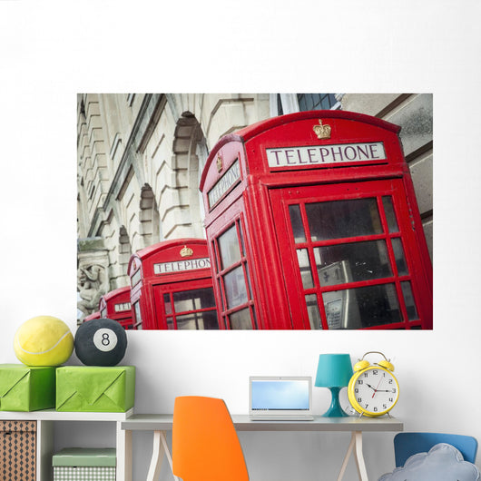 Telephone Boxes Row Wall Decal Design 1