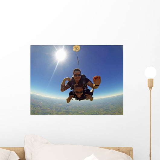 Skydiving Tandem Friends against Wall Mural