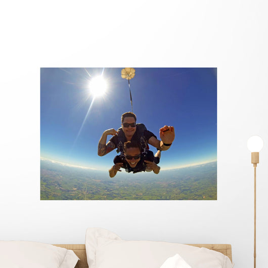 Skydiving Tandem Friends against Wall Mural