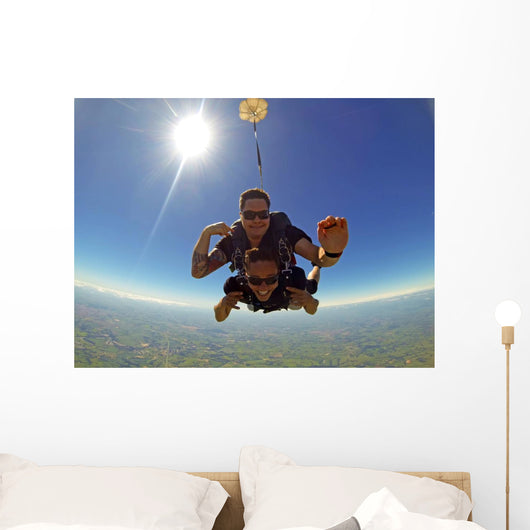 Skydiving Tandem Friends against Wall Mural