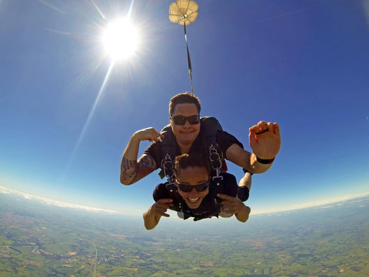 Skydiving Tandem Friends against Wall Mural