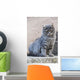 Portrait Grey Cat Stands Wall Decal