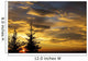 Silhouette of two evergreen trees, sunrise Wall Mural