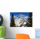 Snow covered mountain, evergreen trees Wall Mural