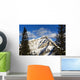 Snow covered mountain, evergreen trees Wall Mural