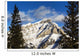 Snow covered mountain, evergreen trees Wall Mural