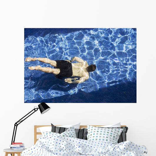 Male Swimming under Water Wall Decal