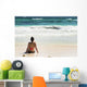 Young Woman Sitting Sandy Wall Decal