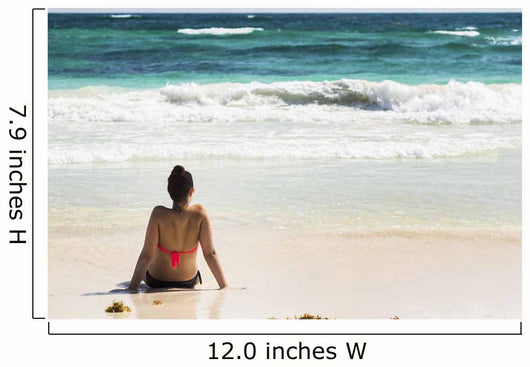 Young Woman Sitting Sandy Wall Decal
