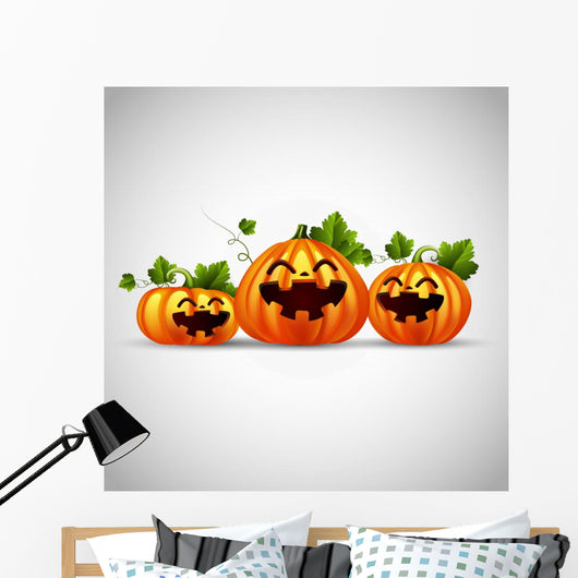 Three halloween funny pumpkins  Wall Decal