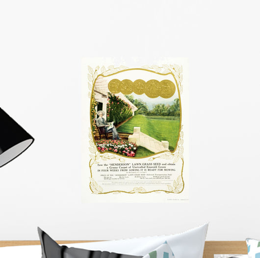 Historic Henderson lawn grass seed advertisement from 20th century Wall Mural