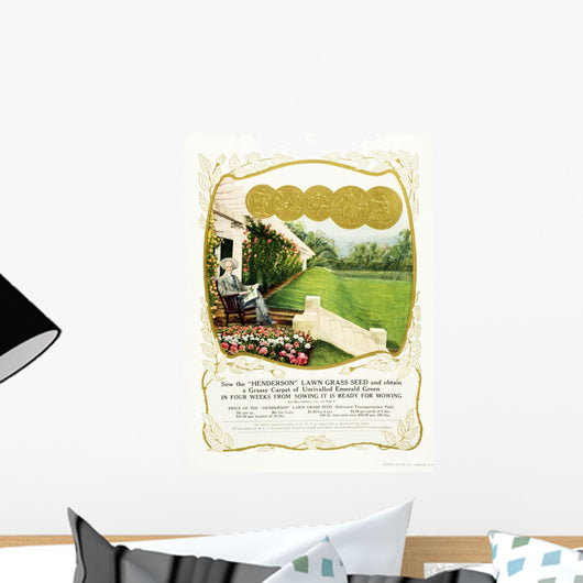 Historic Henderson lawn grass seed advertisement from 20th century Wall Mural