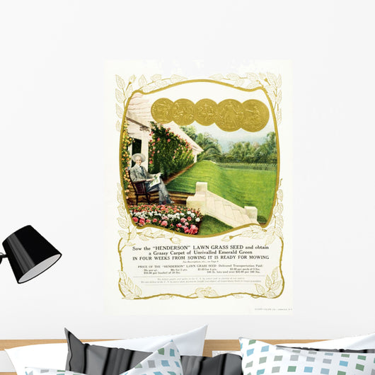 Historic Henderson lawn grass seed advertisement from 20th century Wall Mural