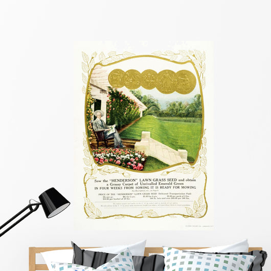 Historic Henderson lawn grass seed advertisement from 20th century Wall Mural