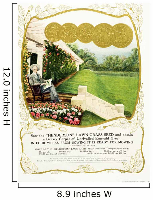Historic Henderson lawn grass seed advertisement from 20th century Wall Mural