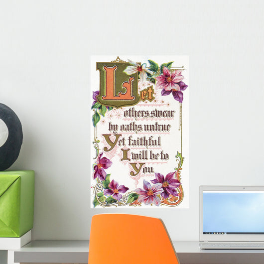 Quote from vintage greeting card with floral illustrations Wall Mural