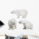 Three White Polar Bears Wall Decal Sticker Set