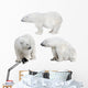 Three White Polar Bears Wall Decal Sticker Set