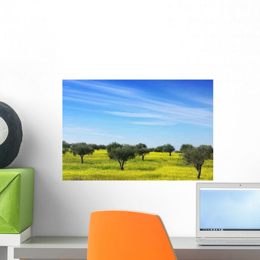 Olives Tree Field Yellow Wall Mural