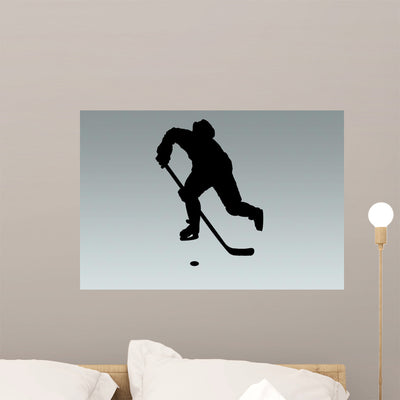 Hockey Wall Mural shown on a wall