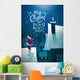 Santa on the roof. Dron with gift. Wall Mural