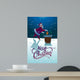 Santa with gift on the roof. Merry Christmas Wall Mural