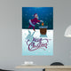 Santa with gift on the roof. Merry Christmas Wall Mural