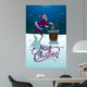 Santa with gift on the roof. Merry Christmas Wall Mural