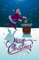 Santa with gift on the roof. Merry Christmas Wall Mural