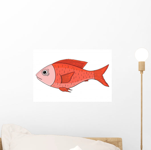 Red Fish Hand Drawn Wall Mural