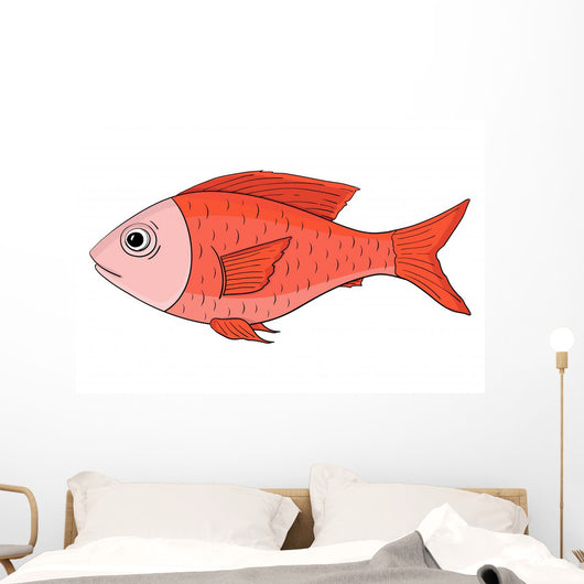 Red Fish Hand Drawn Wall Mural