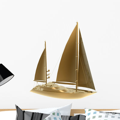 Sail Boat Wall Decal shown on a wall