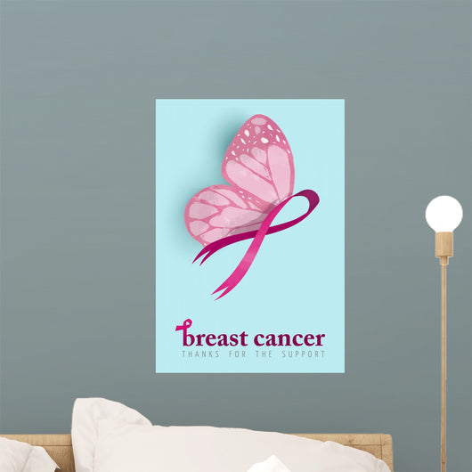 Breast cancer awareness design of pink butterfly Wall Mural