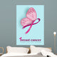 Breast cancer awareness design of pink butterfly Wall Mural