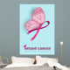 Breast cancer awareness design of pink butterfly Wall Mural
