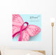 Breast cancer pink butterfly ribbon illustration Wall Mural