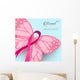 Breast cancer pink butterfly ribbon illustration Wall Mural