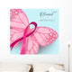 Breast cancer pink butterfly ribbon illustration Wall Mural