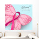 Breast cancer pink butterfly ribbon illustration Wall Mural