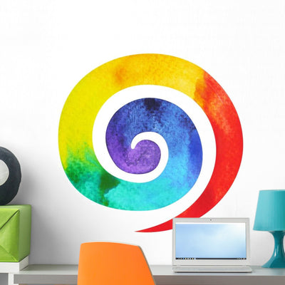 Seven Spiraling Colors Chakra Wall Decal shown on a wall