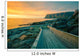 Senja island at orange sunset. Wooden pathway on the rocky beach Wall Mural