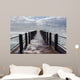 Beach Pier Waves ocean storm swells crashing water power Wall Mural