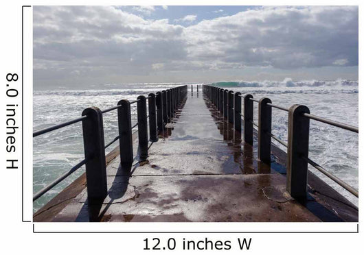 Beach Pier Waves ocean storm swells crashing water power Wall Mural